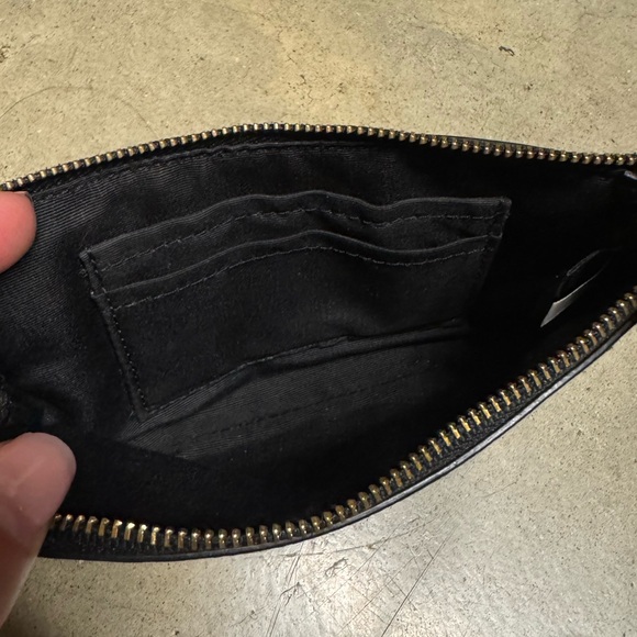 Coach black leather wristlet mini purse wallet keys clutch - Picture 3 of 8